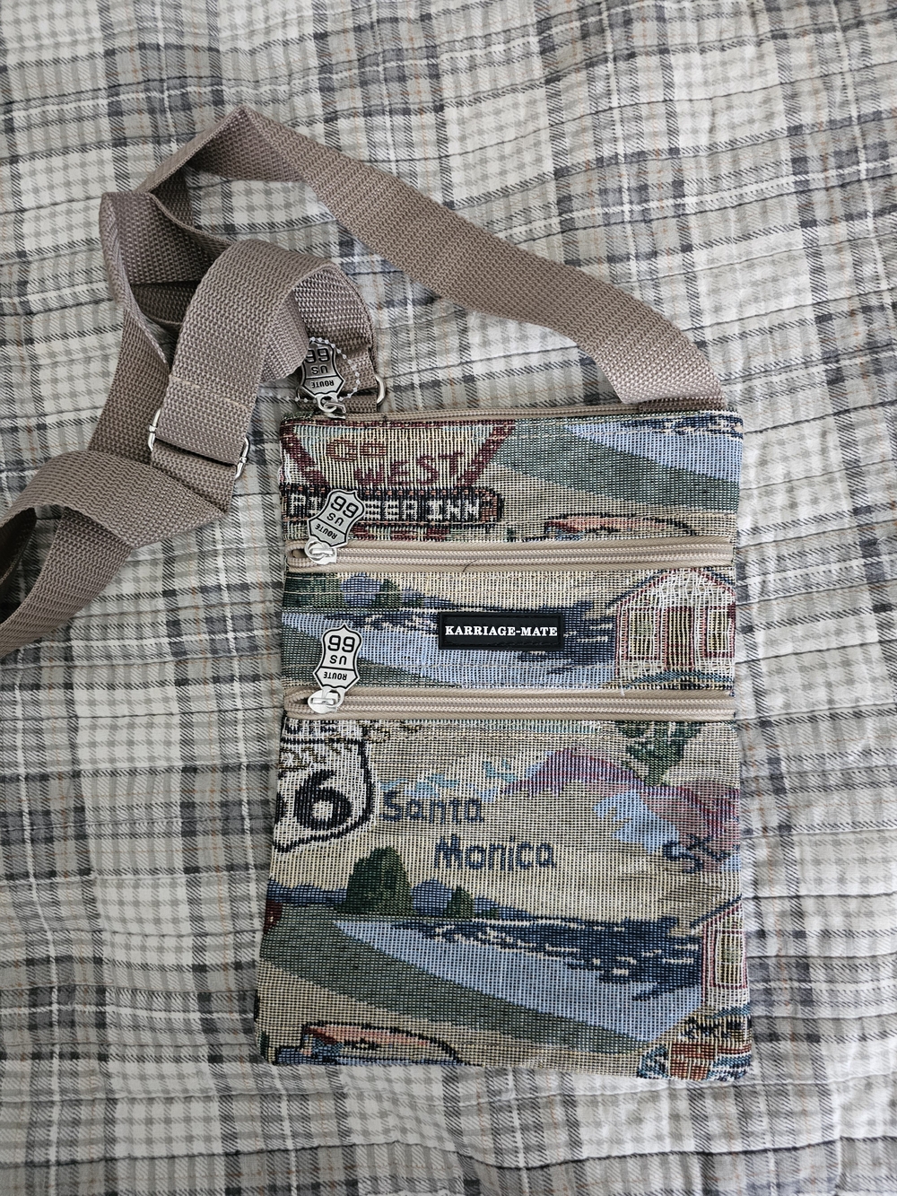 Karriege-Mate Beige Multi-Color Crossbody Bag